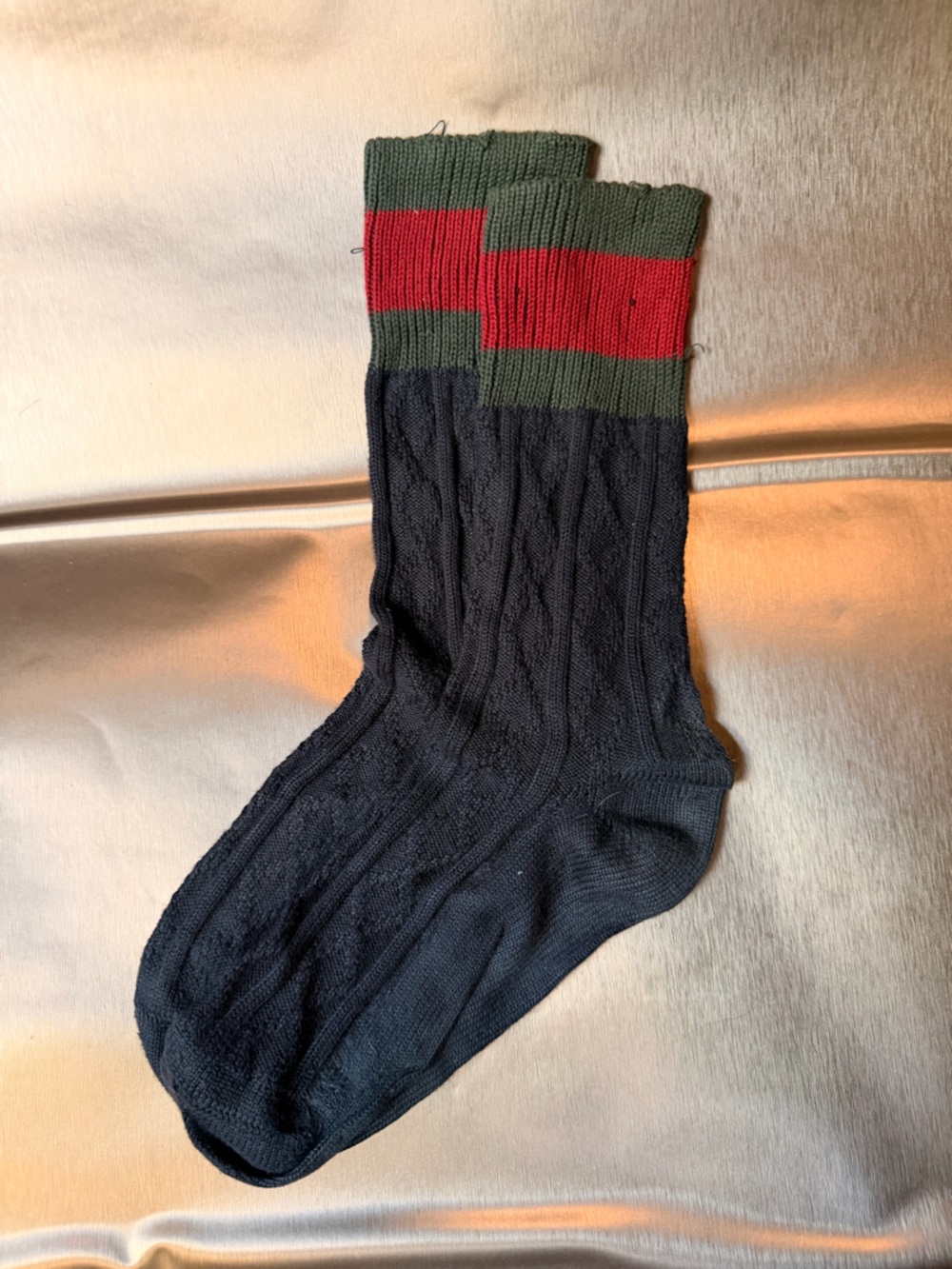 Men's GUCCI croc Horsebit loafer sz11/US12, GG web belt and cable knit socks - Picture 9 of 12